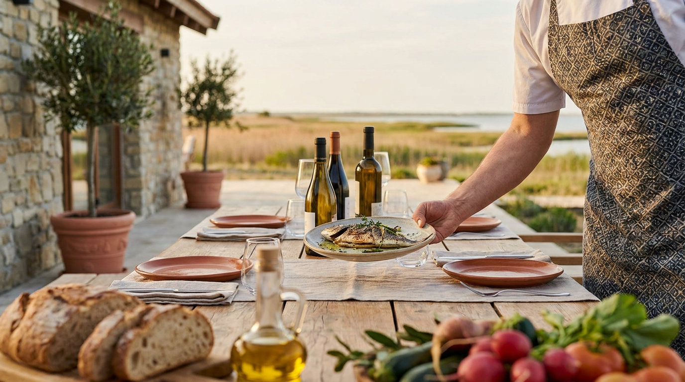 Restaurant Acasă Corbu – masă pregătită cu ingrediente proaspete, specific deltaic